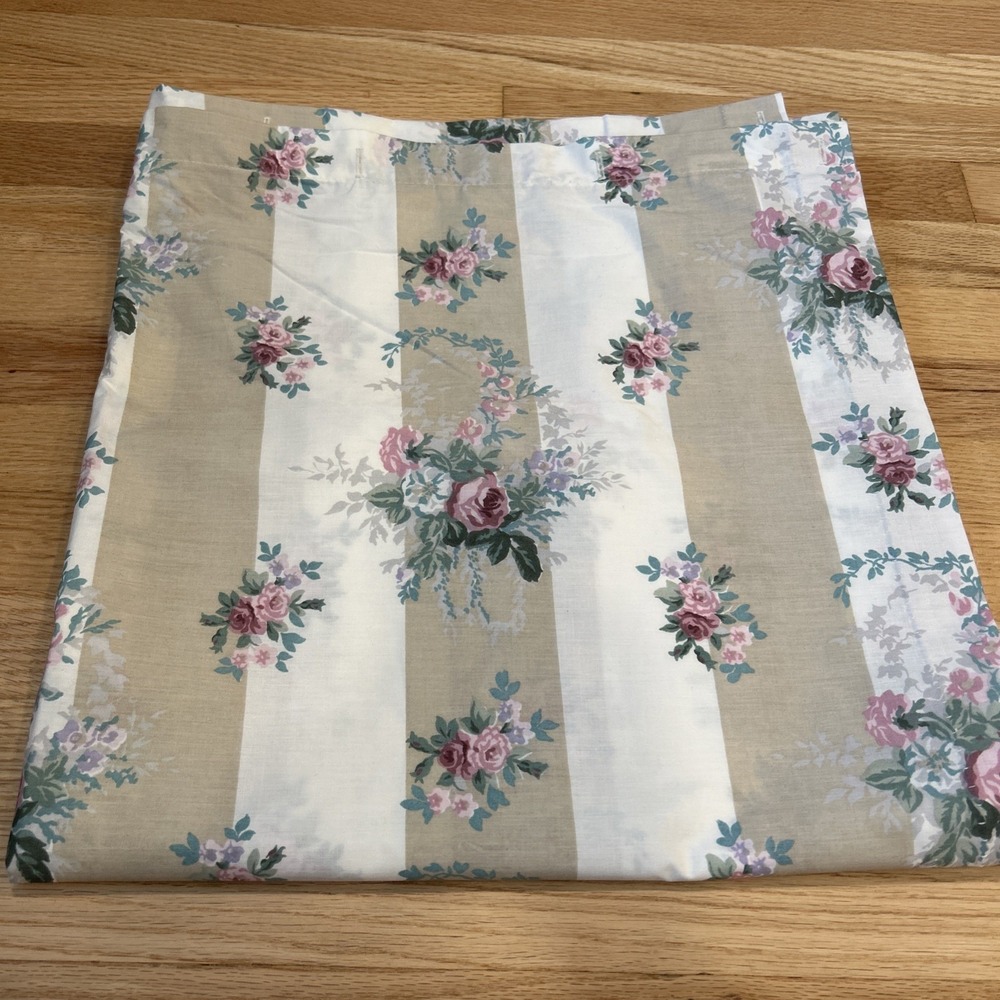 VTG LAURA ASHLEY Isabelle Taupe Shower Curtain Cottagecore Floral